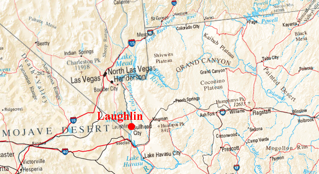 Carte du trajet de Laughlin &agrave; Grand Canyon