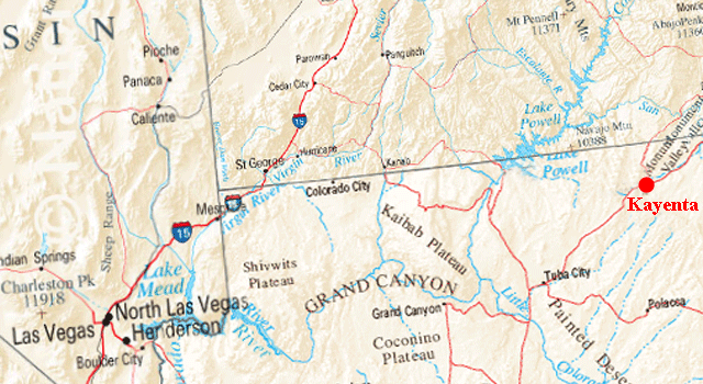 Carte du trajet de Monument Valley au Lac Powell